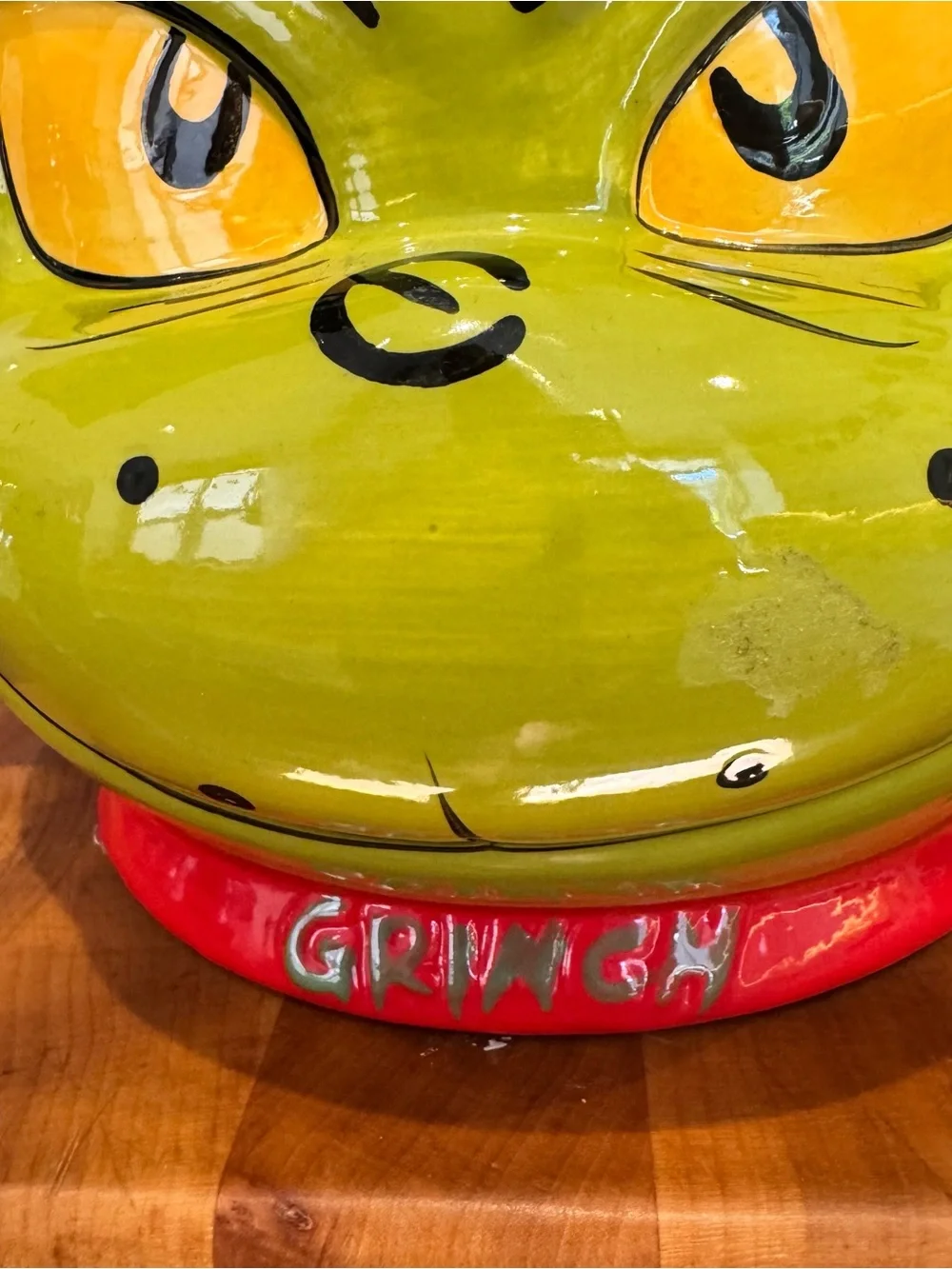 Grinch Ceramic Cookie Jar - Green & Red